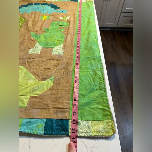 Dinosaur Baby Blanket Quilted Patchwork Fleece Side - Picture 7 of 8